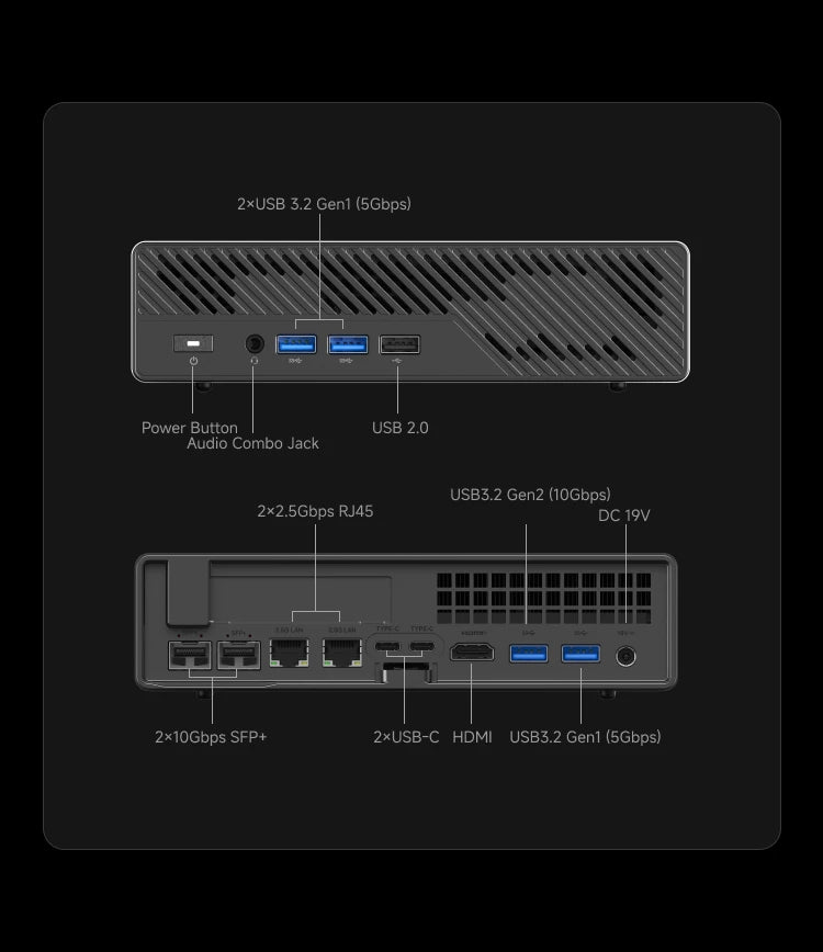 MINISFORUM MS-A2 MINI PC Ryzen 7 7945HX Ryzen 9 9955HX DDR5 (Up to 96GB) M.2 2280 NVMe SSD WiFi6E BT5.2 PCIe4.0*4 Gamer Computer