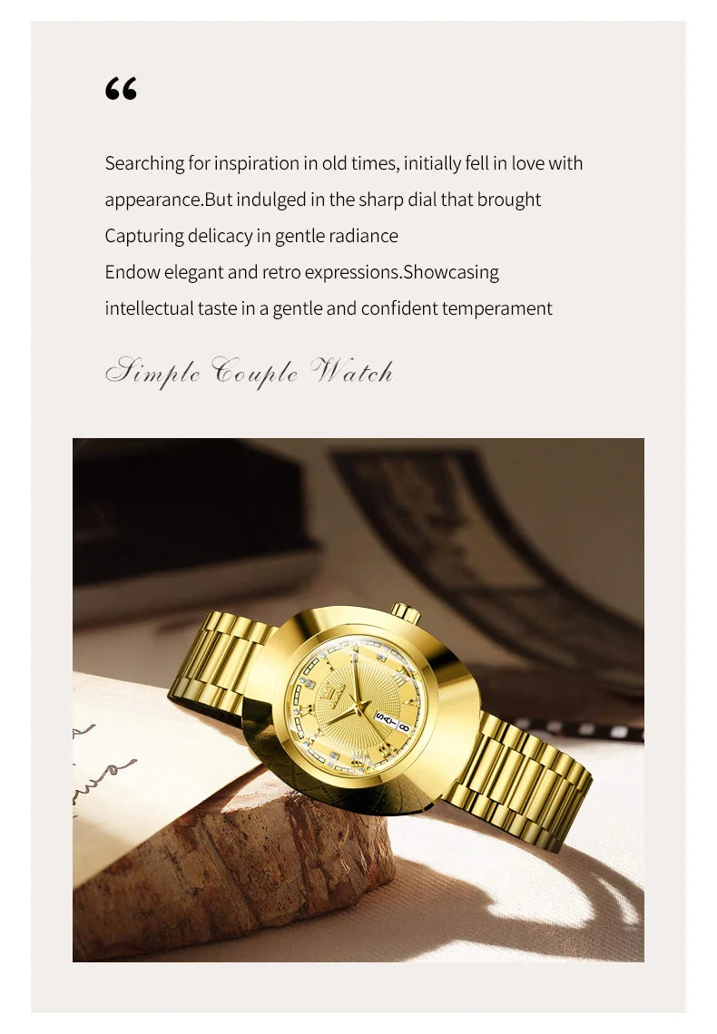 OLEVS 7008 Luxury Quartz Watch for Women Large Dial Tungsten Steel Strap Top Brand Original Golden Women's Decoration Wristwatch