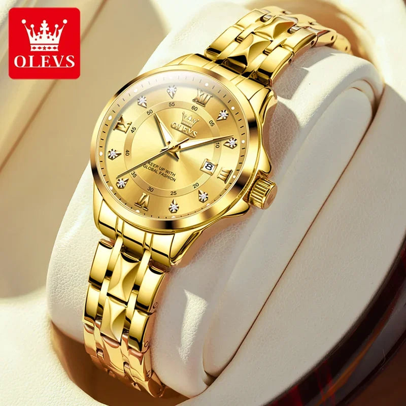 OLEVS 2906 Fashion Date Quartz Couple Watches Top Luxury Watch Men Women Waterproof Stainless Steel Wristwatch