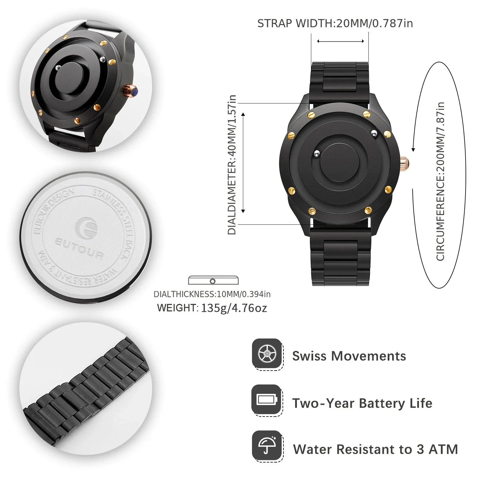 EUTOUR 2025 Unisex Couple Watch – Magnetic Glassless Ball Design, Stainless Steel Strap, Fashion Quartz Accessory