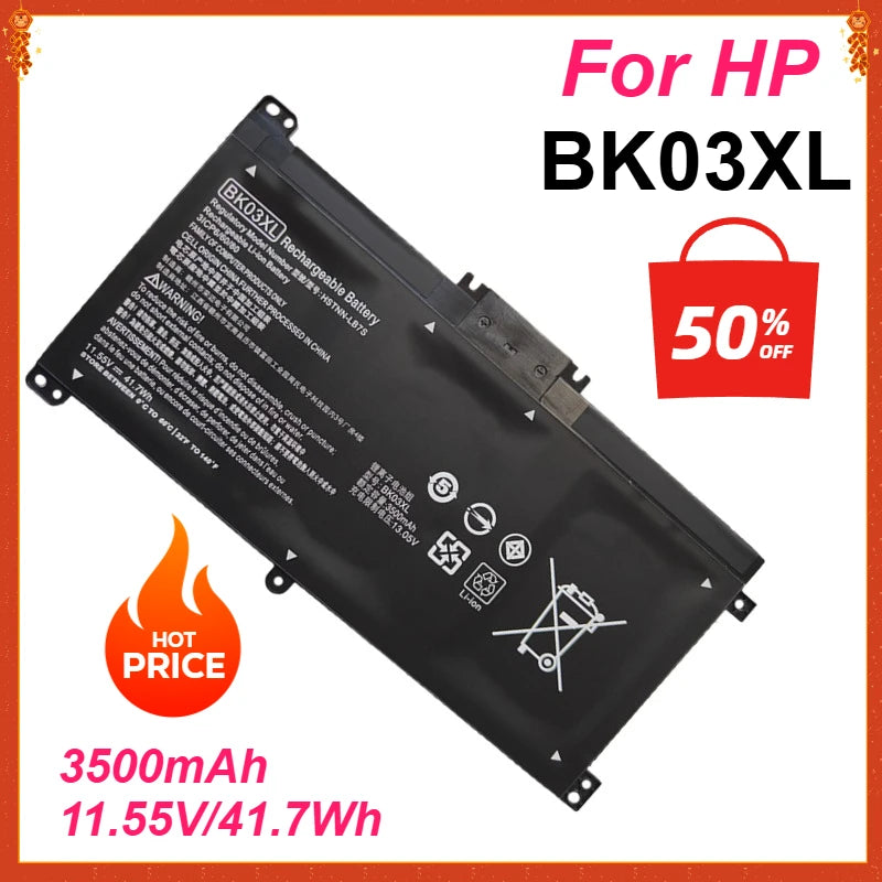 New  BK03XL 11.55V 41.7Wh  Laptop Battery for HP Pavilion X360 14-BA 14-BA103TU 14-BA008TU 14-BA159TX 3ICP6/60/80 916811-85