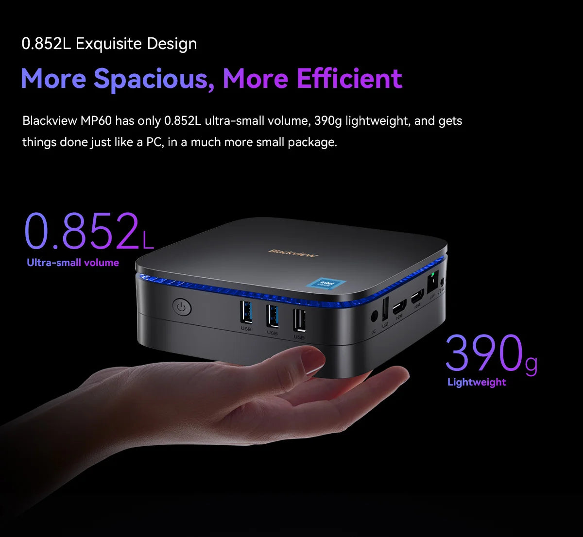 [World Premiere]Blackview MP60 NEW Mini PC Windows 11 PC Intel N150 16GB 512GB SSD 4K HD Doble HDMI Dual-Band 2.4G