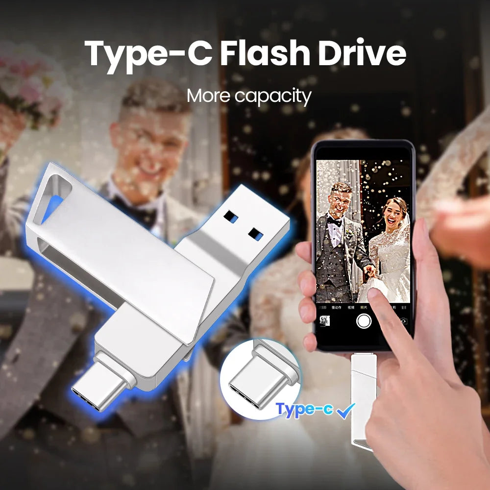 USB 3.0 TYPE-C High Speed USB Flash Drive 256GB USB-C for Android Phone Pen Drive 128GB Rotatable Pendrive Creative Gift 64GB