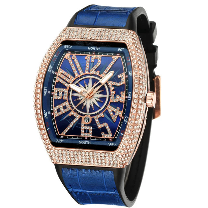 Top Brand Luxury Watch Men Classic Tonneau Case Calendar Quartz Watch for Men Male Clock Hombre Relogio Masculino 2023 New