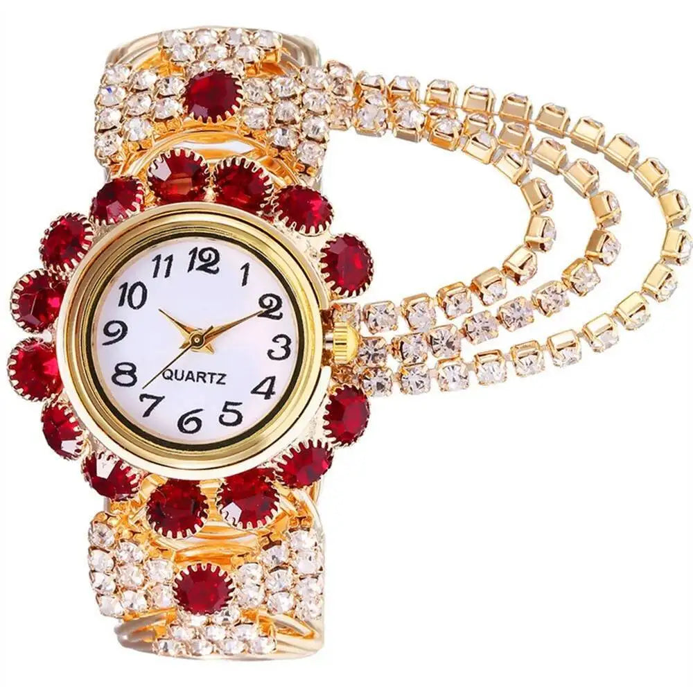 5PCS/Set Luxury Rhinestone Women Watches Fashion Adjustable Bangle Ladies Quartz Wristwatch Jewelry Set Reloj Mujer（Without Box）