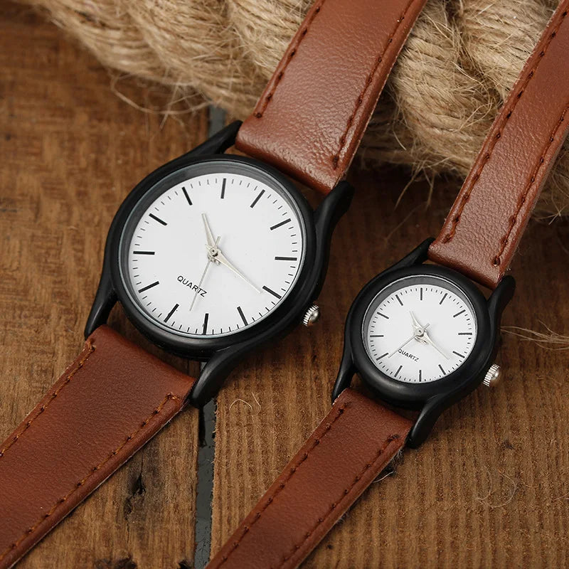 Simple Vintage Classic Couple Watches 2025 Women for Men Watches New Leather Strap Quartz Wristwatches Relogio Montre