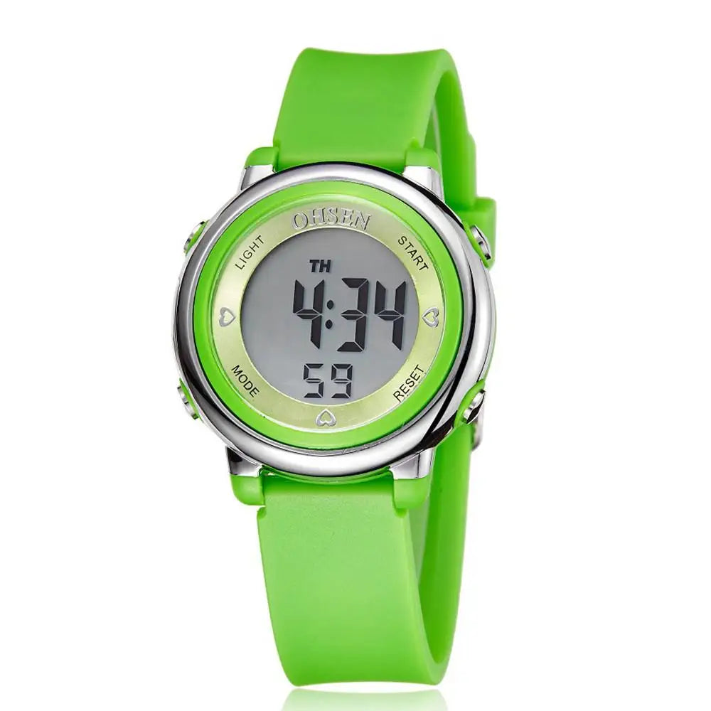 OHSEN Women Watches Digital LCD Watch Black Silicone Strap Kids Children Waterproof Wristwatch Sport Electronic relogio feminino