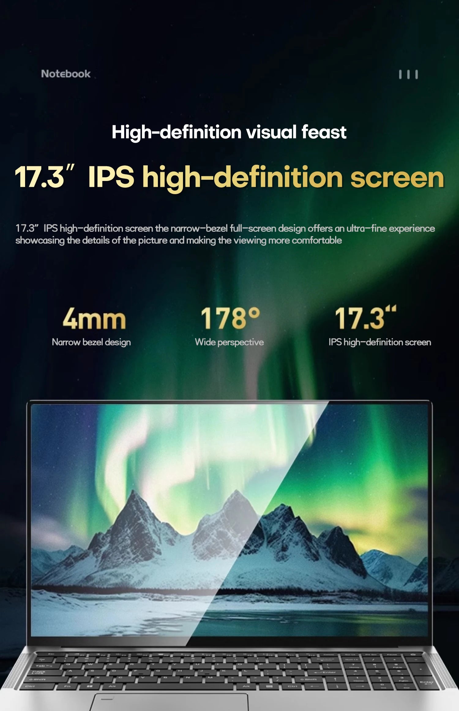 Xiaman 17.3" Gaming Laptop Computer PC Windows 11 Pro Intel Celeron N5095 Laptops Discrete Graphics 16GB RAM 1TB SSD Notebook PC