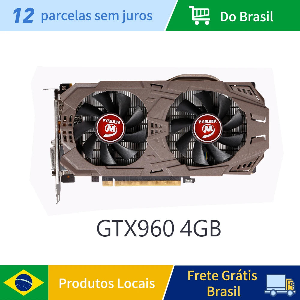 VEINEDA Graphics Cards  PC GTX 960 4GB 128Bit GDDR5 Video Card GTX960 4gb  Dvi For nVIDIA Geforce Game Refurbished cards