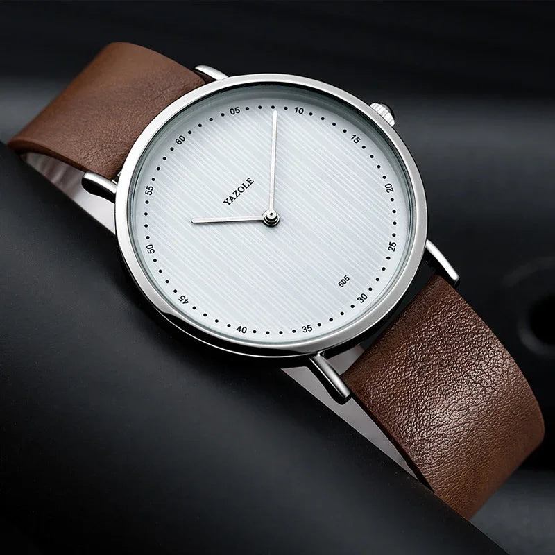 YAZOLE Men's Watches Classic Black Brown Quartz Wrist Watches for Men Women Leisure Simple Man Watch Clock Gift Reloj Hombre