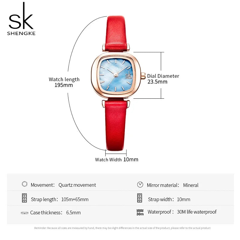 Shengke Fashion Women's Watches Original Design Square Ladies Quartz Wristwatches Elegant Woman's Best Gifts Clock for Female