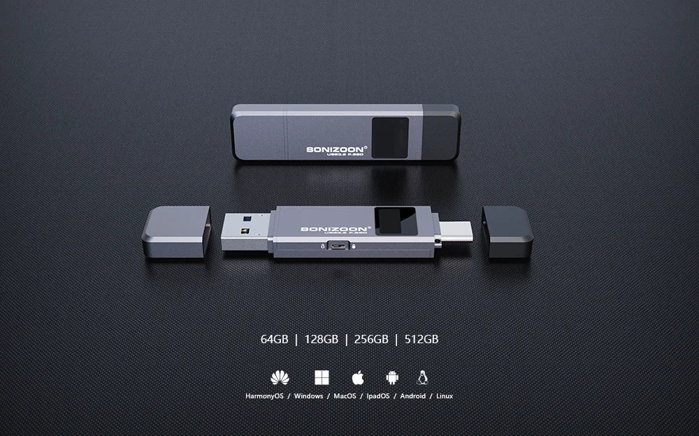 Sonizoon Fingerprint Encryption Portable SSD512/256GBWrite Protection Function Solid State USB Flash Drive TPYEC PenDrive USB3.2