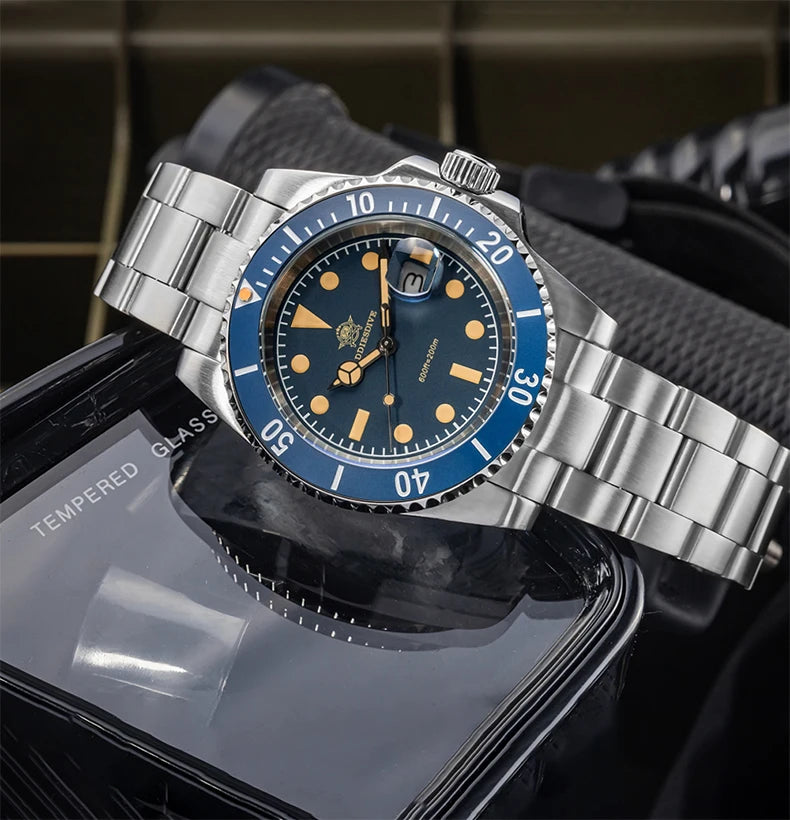ADDIESDIVE AD2054 Stainless Steel Quartz Watch 200M Dive Watches Green Luminous Men's WristWatches Waterproof Relojes Masculino
