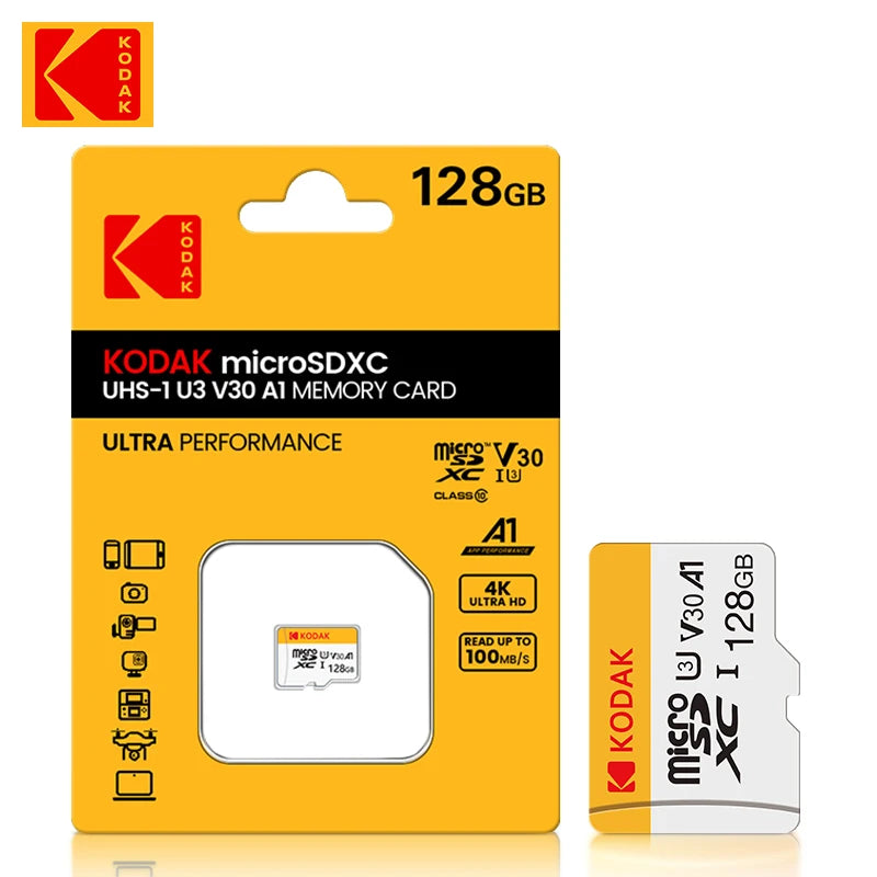 Original Kodak Micro SD Card 128GB Class10 Memory Cards 64GB Flash Card 256GB 32GB V30 U3 cartao de memoria For Driving Recorder