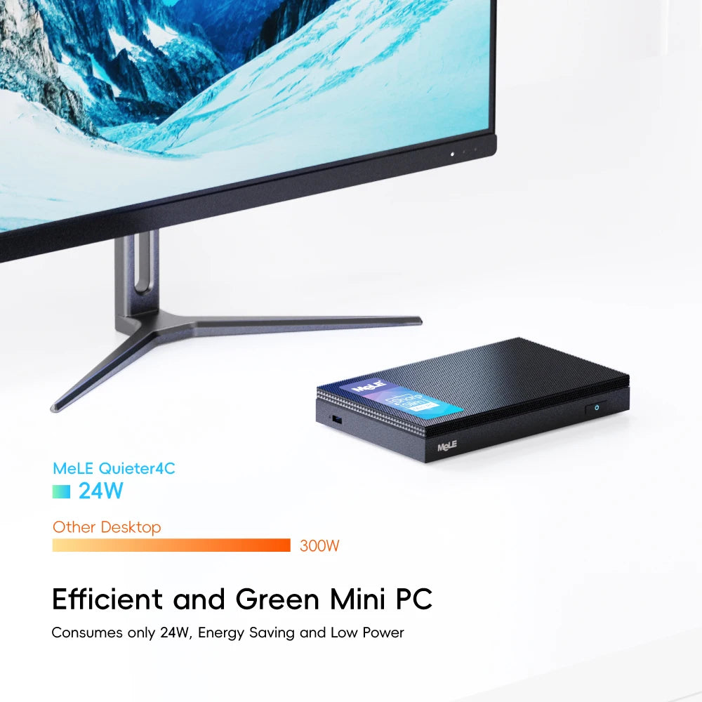 MeLE Fanless Mini PC Quieter4C N150 32GB 512GB Micro PC USB-C 2 X HDMI 4K@60 Triple Display Small Form Factor Desktop Computers