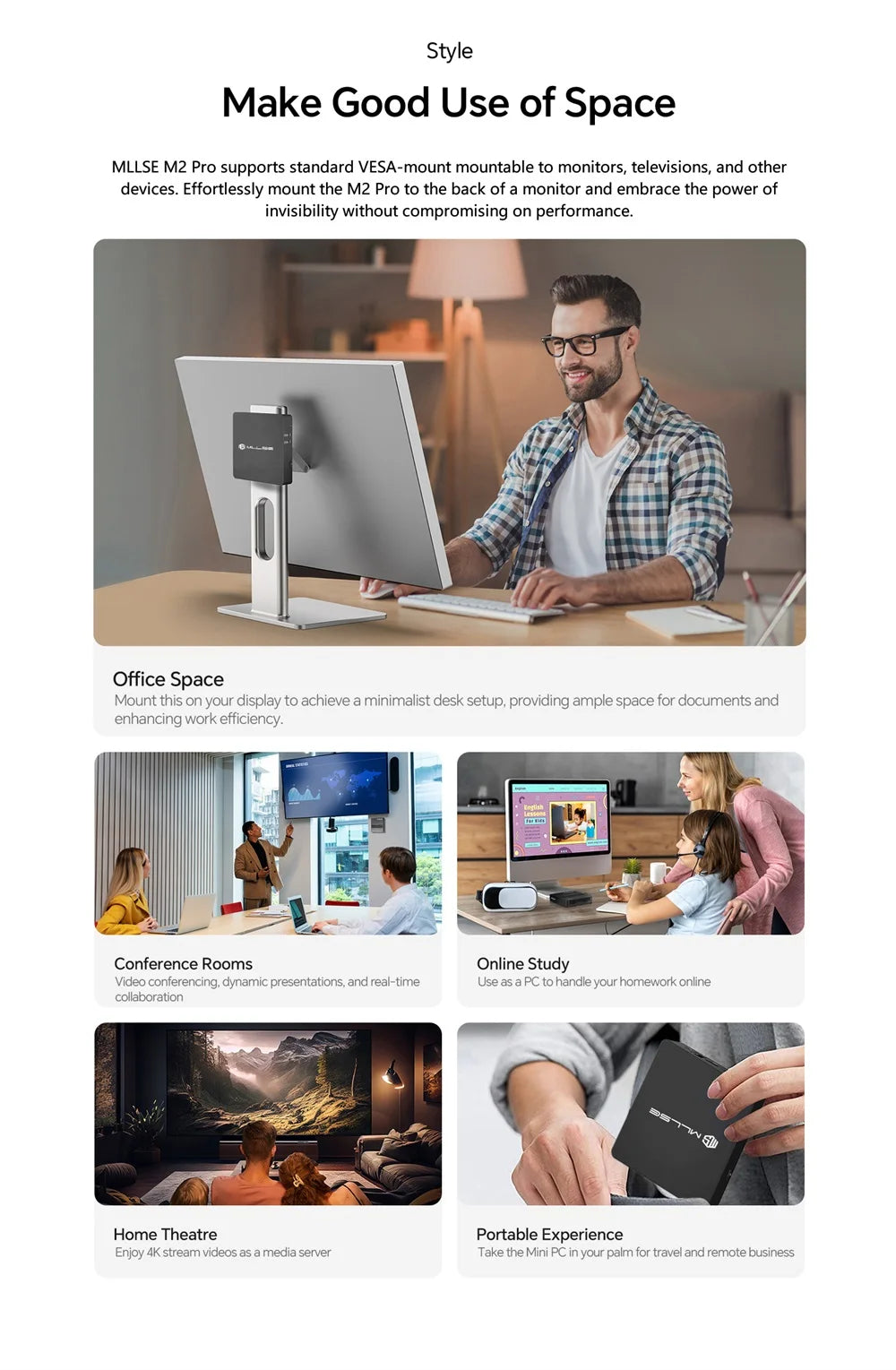 MLLSE M2 Pro Mini PC Powerful 8GB RAM, 256GB SSD, Intel J3710, Windows 10 - Compact & Ideal for Home, Business & Gaming