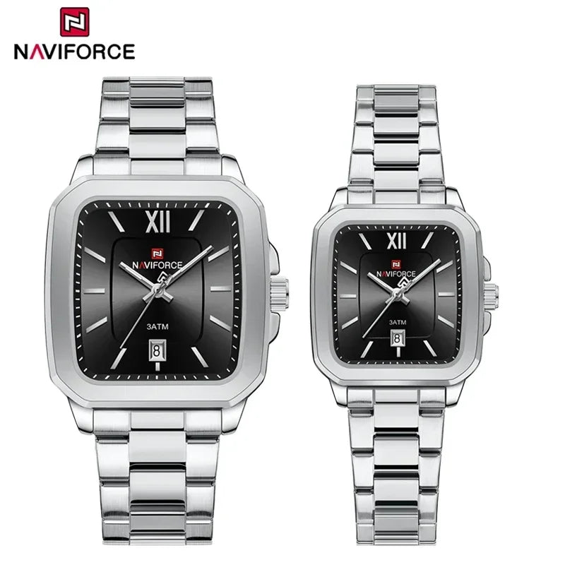 NAVIFORCE Couple Watch Luxury Brand Waterproof Quartz Watch Fashion Simple Calendar Date Stainless Watch Women Men Lover's Gift