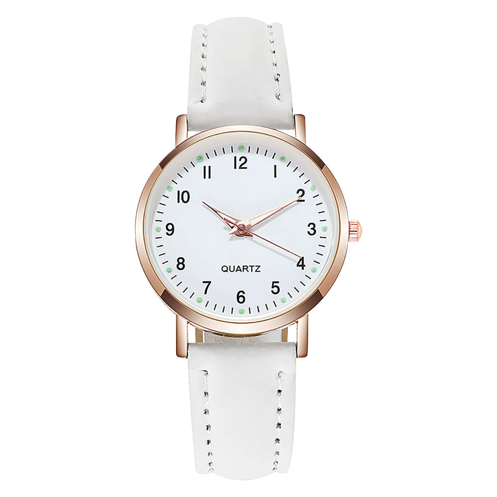 Women'S Simple Quartz Wristwatch Leather Strap Circular Arabic Numeral Dial Elegant Ladies Wristwatch Ladies Watch Gift