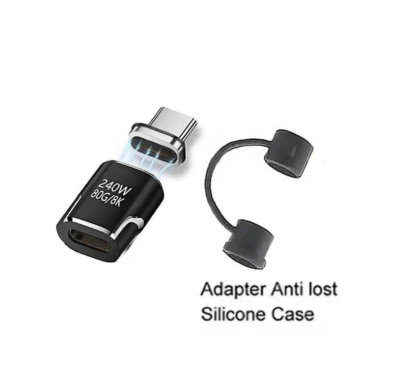240W Magnetic USB C Adapter 80Gbps Data Transfer 8K Video PD Fast Charging USB4.0 Type C Mini Converter for MacBook Phone Tablet