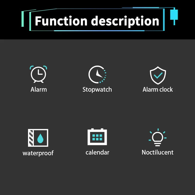 Multifunction Men's Sports Watch Waterproof Luminous Alarm Clock Outdoor Fitness Digital Watch Electronic Wristwatch for Man Kid