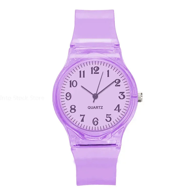 Kids Watch Children Quartz Watches Wristwatch Jelly for Girl and Boy Clocks Sport Baby Student Transparent Plastic Montre Femme