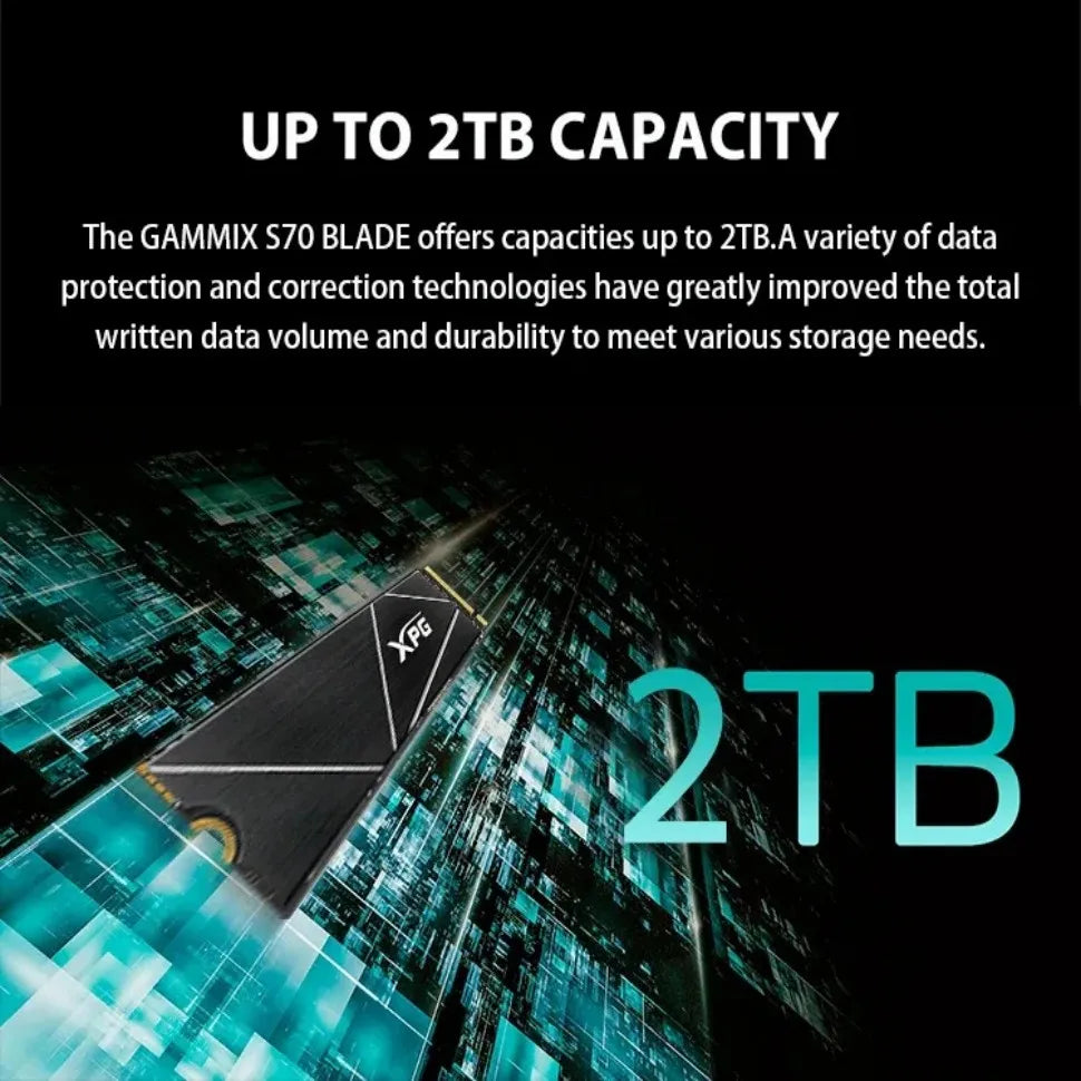 ADATA XPG GAMMIX S70 Blade 1TB/2TB/4TB PCIe4.0 Nvme1.4 Internal Gaming SSD Gen4x4 M.2 2280 For Desktop Hard Disk PC PS5 ssd