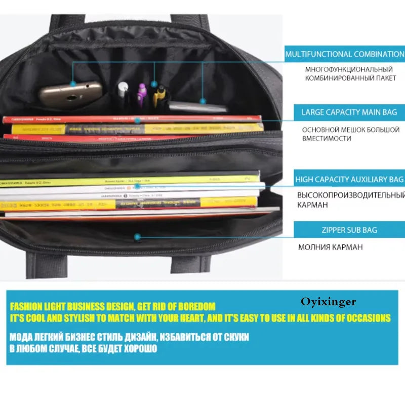 Men's Laptop Briefcase Brand Men Computer Handbags Waterproof Durable Nylon 15.6 Inch Laptops Bags Boys Shoulder Files Books Bag