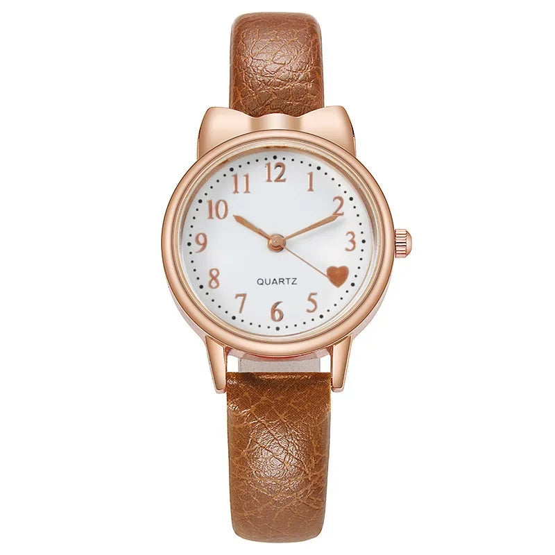 Fashion Adults Kids Love Digital Dial Children Watch Set Leather Strap Quartz Watches Kid Girls Clock Children Gift Watch