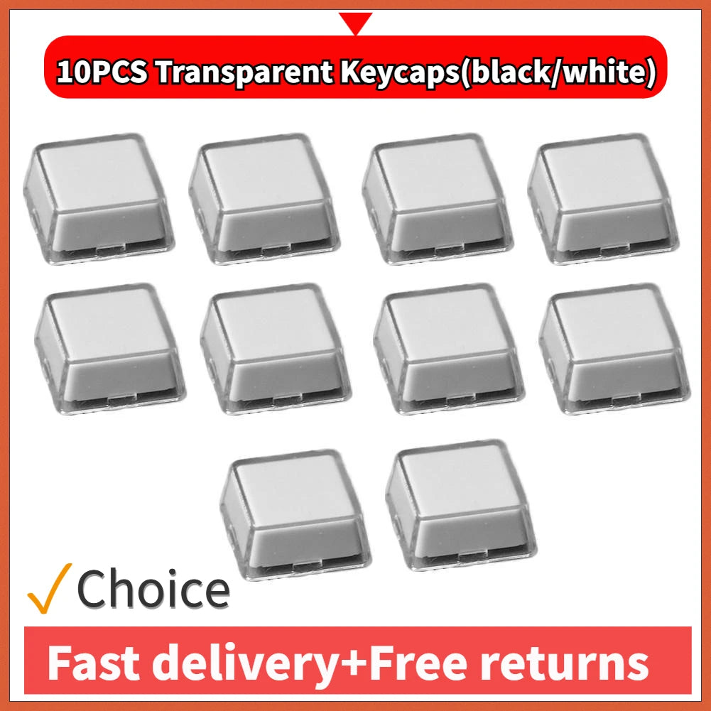 10Pcs Transparent Keycaps Double-layer Keycaps Removable Paper Clips Custom MX Switch Relegendable Keycap Shell Protection