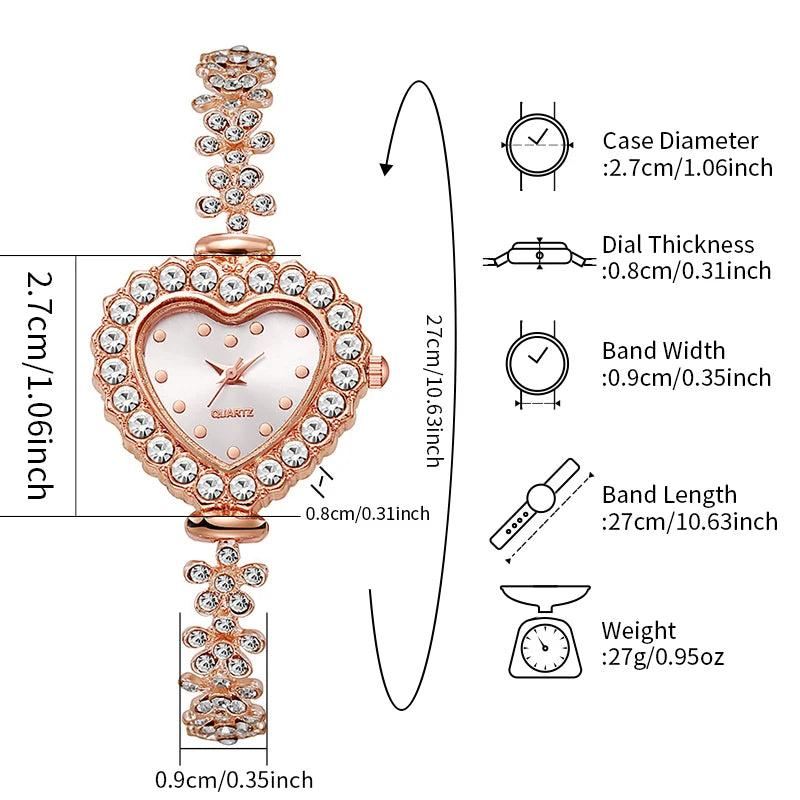 Ladies' Fashion And Exquisite Heart-Shaped Dial Quartz Watch for Women（Without Box）