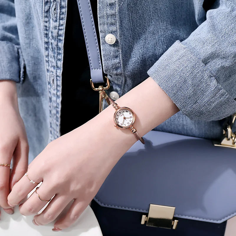 Couple Style Gold Sliver Bracelet Minimalist Wristwatch Fashion Steel Strap Women's Quartz Watch Brand Casual Women's Watcht Set