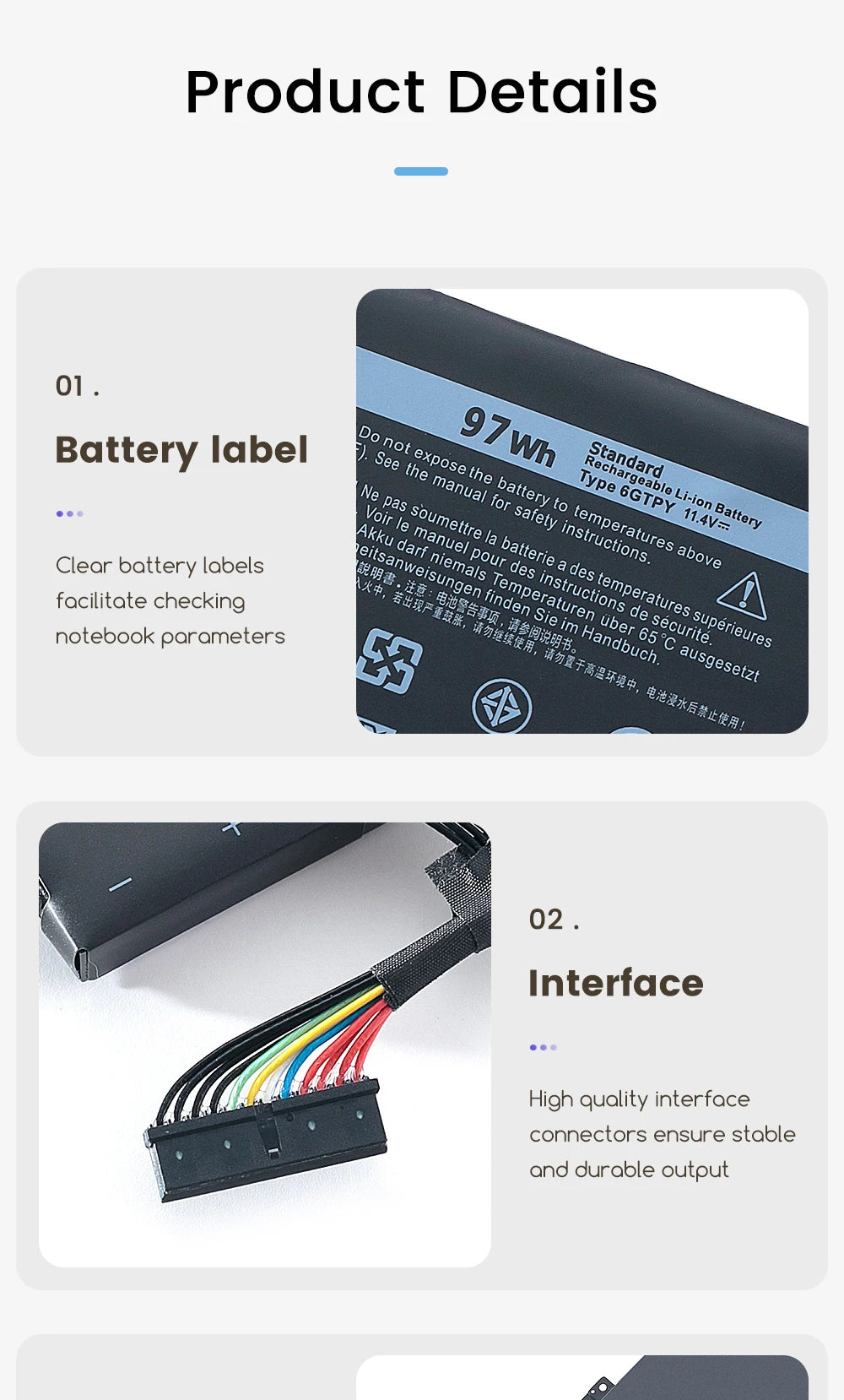 SOMI 6GTPY H5H20 Laptop Battery For DELL XPS 15 9570 9560 7590 For DELL Precision 5520 5530 Series Notebook 11.4V 97WH