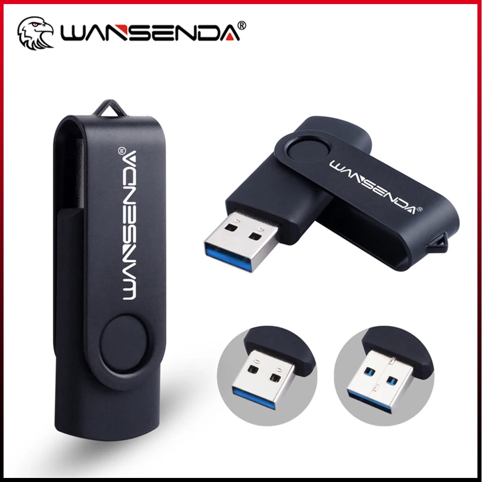 WANSENDA USB Flash Drive 3.0 Pen Drive 256GB 128GB 64GB 32GB 16GB 8GB 4GB Rotating Design Memory Stick Pendrive Cle USB Stick