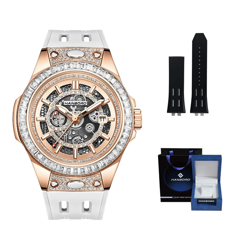 HANBORO super Bang Collection Fashion Light Luxury Quick Release Replaceable Strap Men's Automatic Mechanical Watch