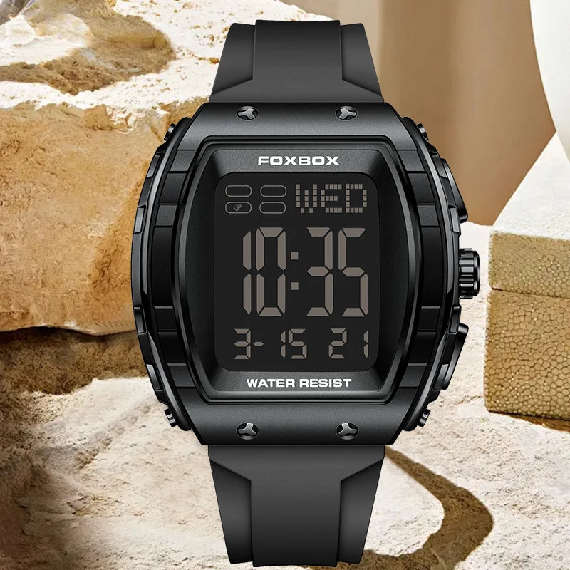 New Fashion FOXBOX Electronic Man Watch Outdoor Casual Sports Digital Clocks Waterproof Luminous Alarm Calendar Watches for Men
