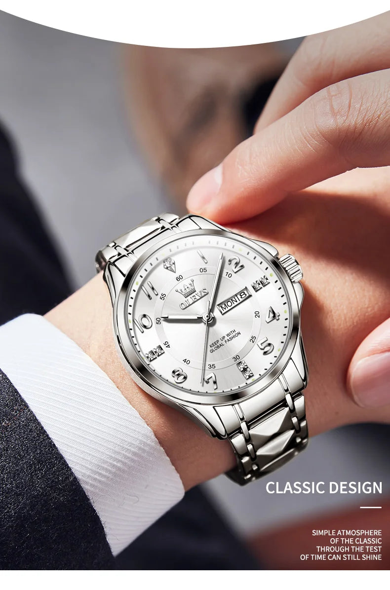 OLEVS 2910 Watch For Men Women Luxury Quartz Couple Watches Waterproof Stainless Steel Hand Clock Diamond Number Dial Wristwatch