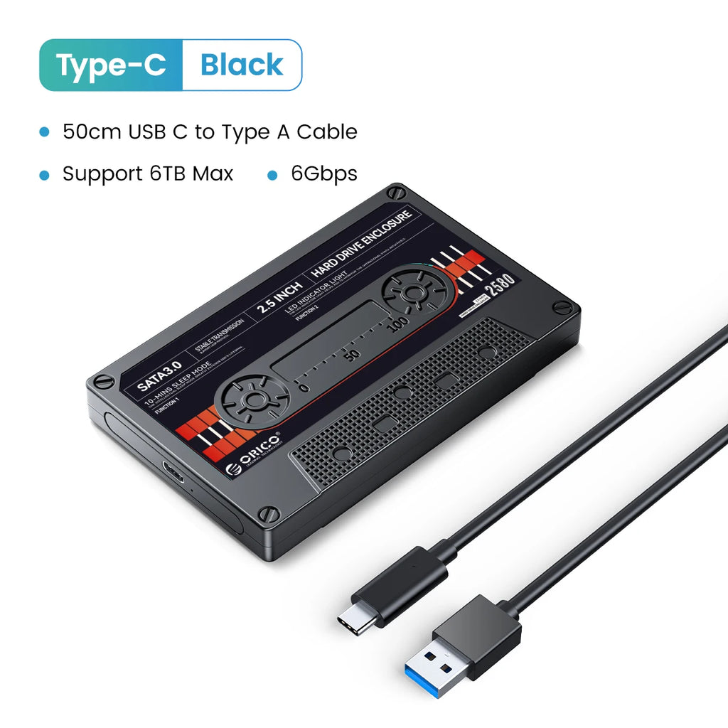 ORICO 2.5'' Transparent HDD Case SATA to USB 3.1 Gen2 10Gbps External Hard Drive Case HDD Enclosure SSD Disk Case Support UASP