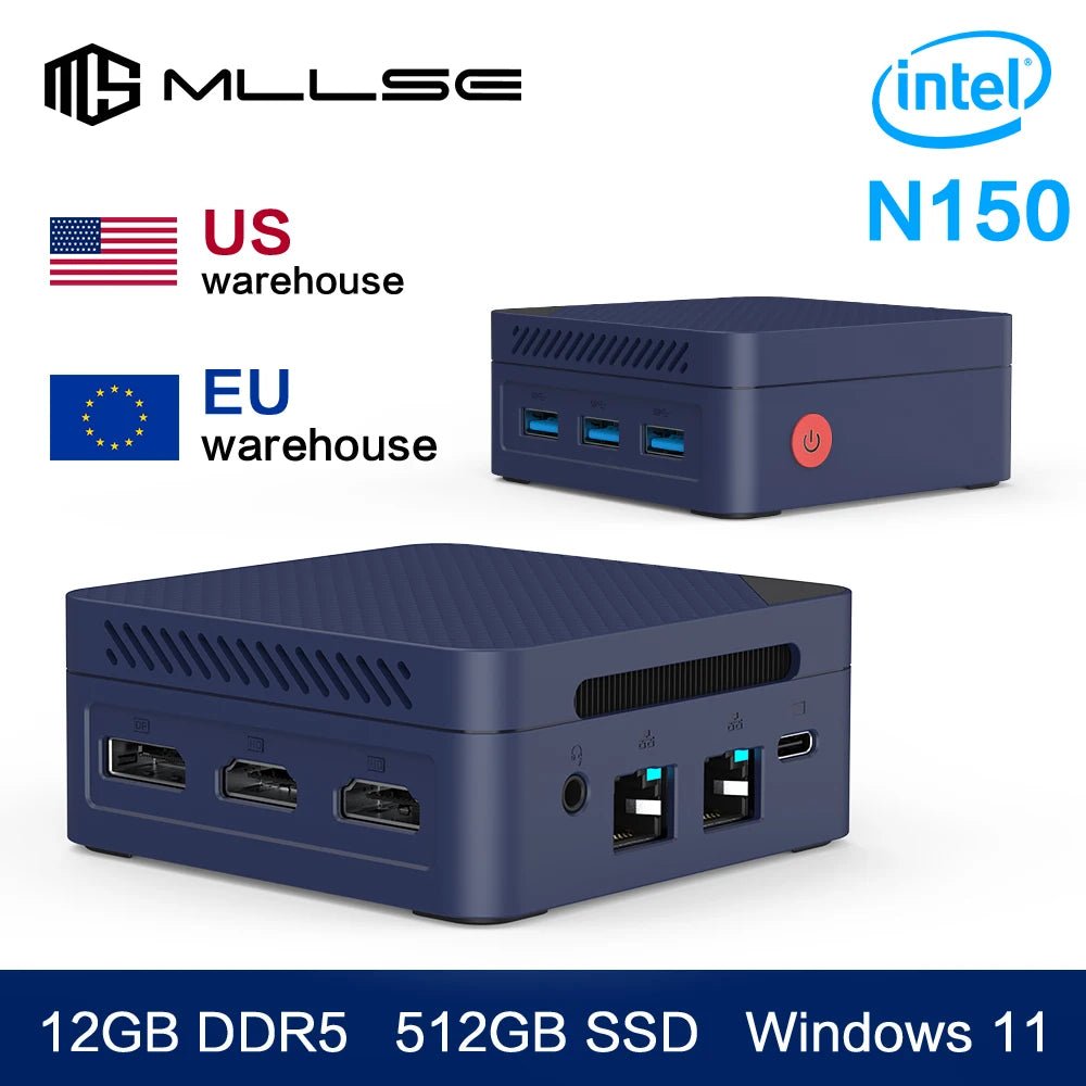 MLLSE G2 Pro Mini PC Intel Twin Lake N150 Processor LPDDR5 12GB RAM 512GB ROM Windows 11 Pro WiFi 5 BT5.2 Desktop Computer