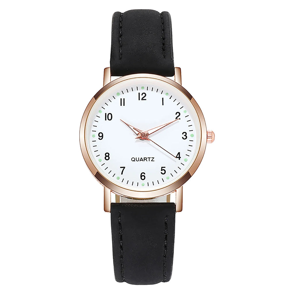 Women'S Simple Quartz Wristwatch Leather Strap Circular Arabic Numeral Dial Elegant Ladies Wristwatch Ladies Watch Gift