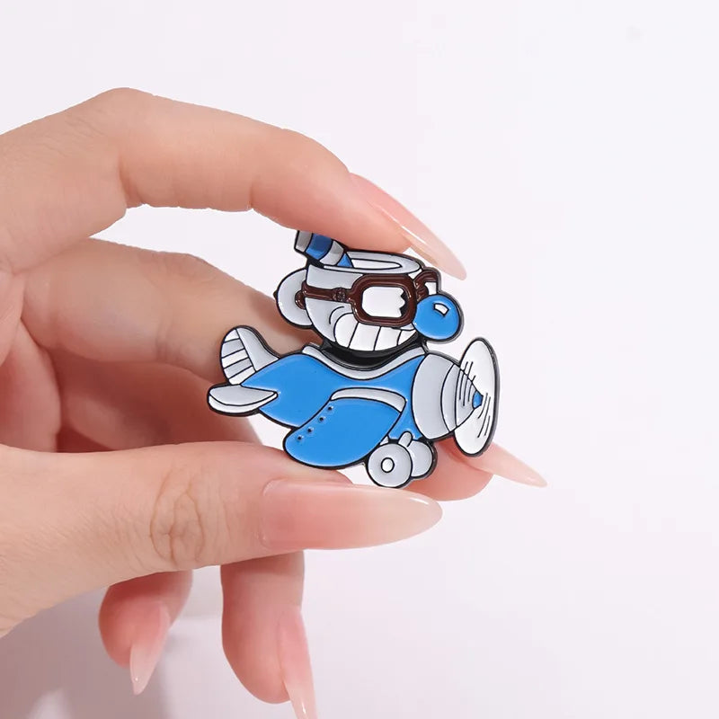 Shooting Game Cup Enamel Pins Creative Cuphead  Fighting Comic Character Lapel Badges Backpack Jewelry Gifts For Friends