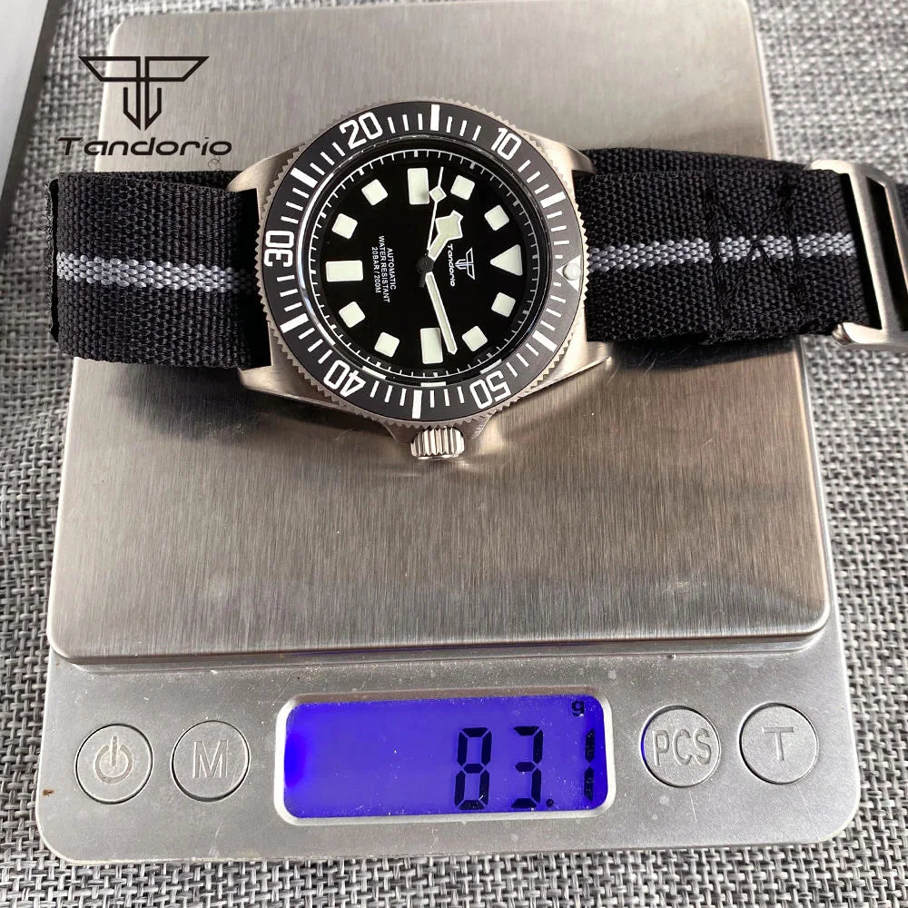 Tandorio Titanium 42mm Dive Mechanical Watch for Men Automatic NH35/PT5000 Movement Sapphire 20BAR Waterproof Wristwatch Lume