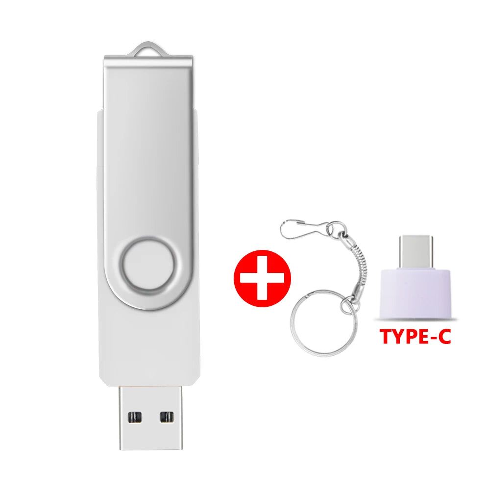 Metal Waterproof Pen Drive 2 In 1 OTG 2.0 Pendrive 64GB High Quality Type C Usb Flash Drive 4GB 8GB 16GB 32GB Usb Stick