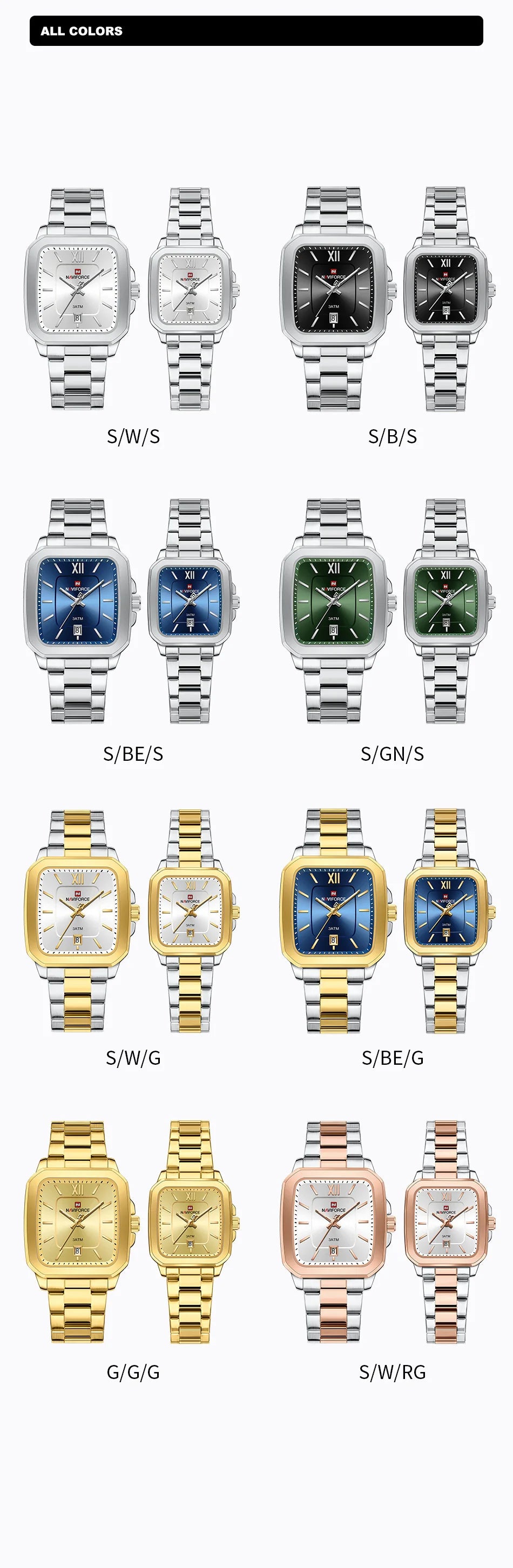 NAVIFORCE Couple Watch Luxury Brand Waterproof Quartz Watch Fashion Simple Calendar Date Stainless Watch Women Men Lover's Gift