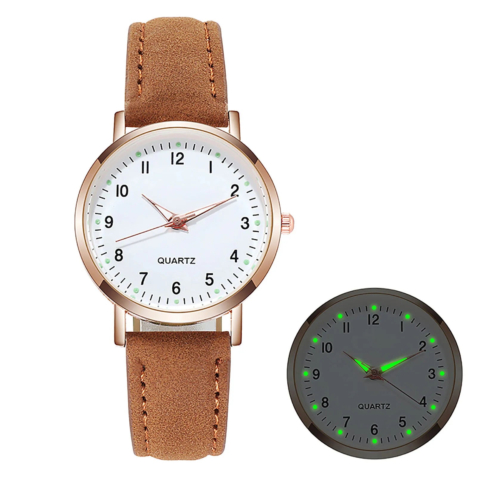 Women'S Simple Quartz Wristwatch Leather Strap Circular Arabic Numeral Dial Elegant Ladies Wristwatch Ladies Watch Gift
