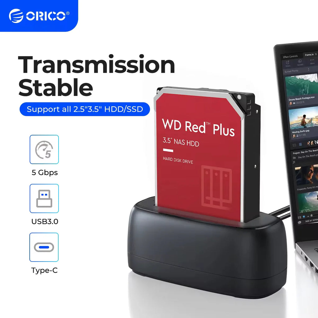 ORICO SATA to USB3.0 Hard Disk Docking Station for 2.5" Speed HDD Docking Station Hard Drive Enclosure 3.5" SSD Disk Case 5Gbps