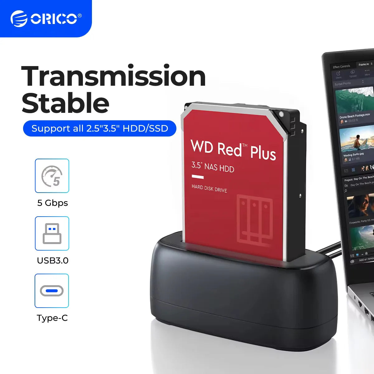 ORICO SATA to USB3.0 Hard Disk Docking Station for 2.5" Speed HDD Docking Station Hard Drive Enclosure 3.5" SSD Disk Case 5Gbps