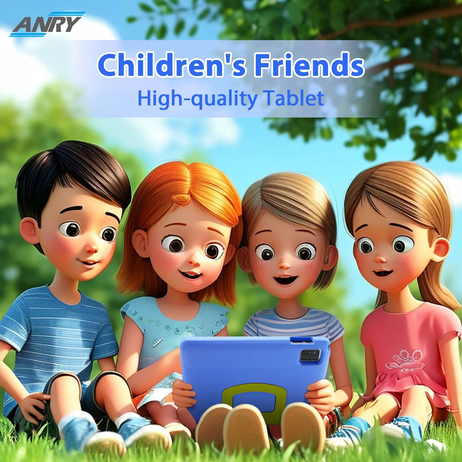 ANRY 10.1 Inch 2025 Children's Tablet 5000Mah Octa-Core 4GB+4GB Expand RAM 64GB ROM CPU A523 Learning Education Kids Tablets