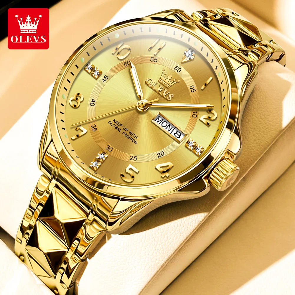 OLEVS 2910 Watch For Men Women Luxury Quartz Couple Watches Waterproof Stainless Steel Hand Clock Diamond Number Dial Wristwatch