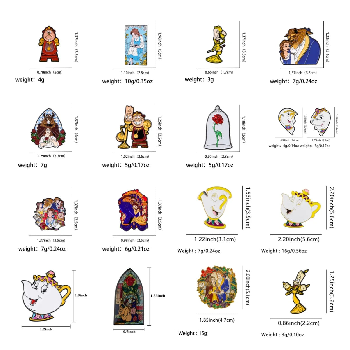 1-5pcs Mixed Cartoon Beauty and Beast Enamel Brooch Lapel Pin Badge on Backpack Costume Accessories Fashion Jewelry Gifts