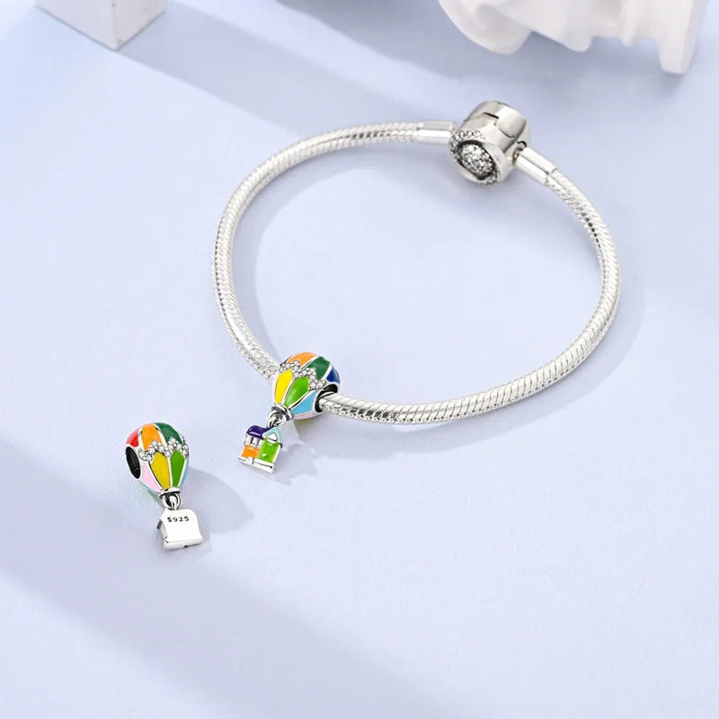 New 925 sterling silver pink green blue flower teapot and teacup bead pendant suitable for original charm bracelet